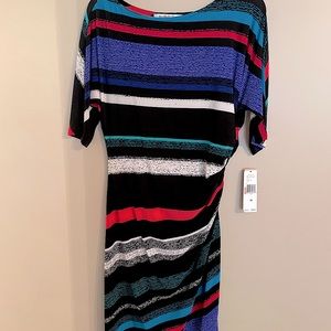 Evan Piccone multi color side ruched dress